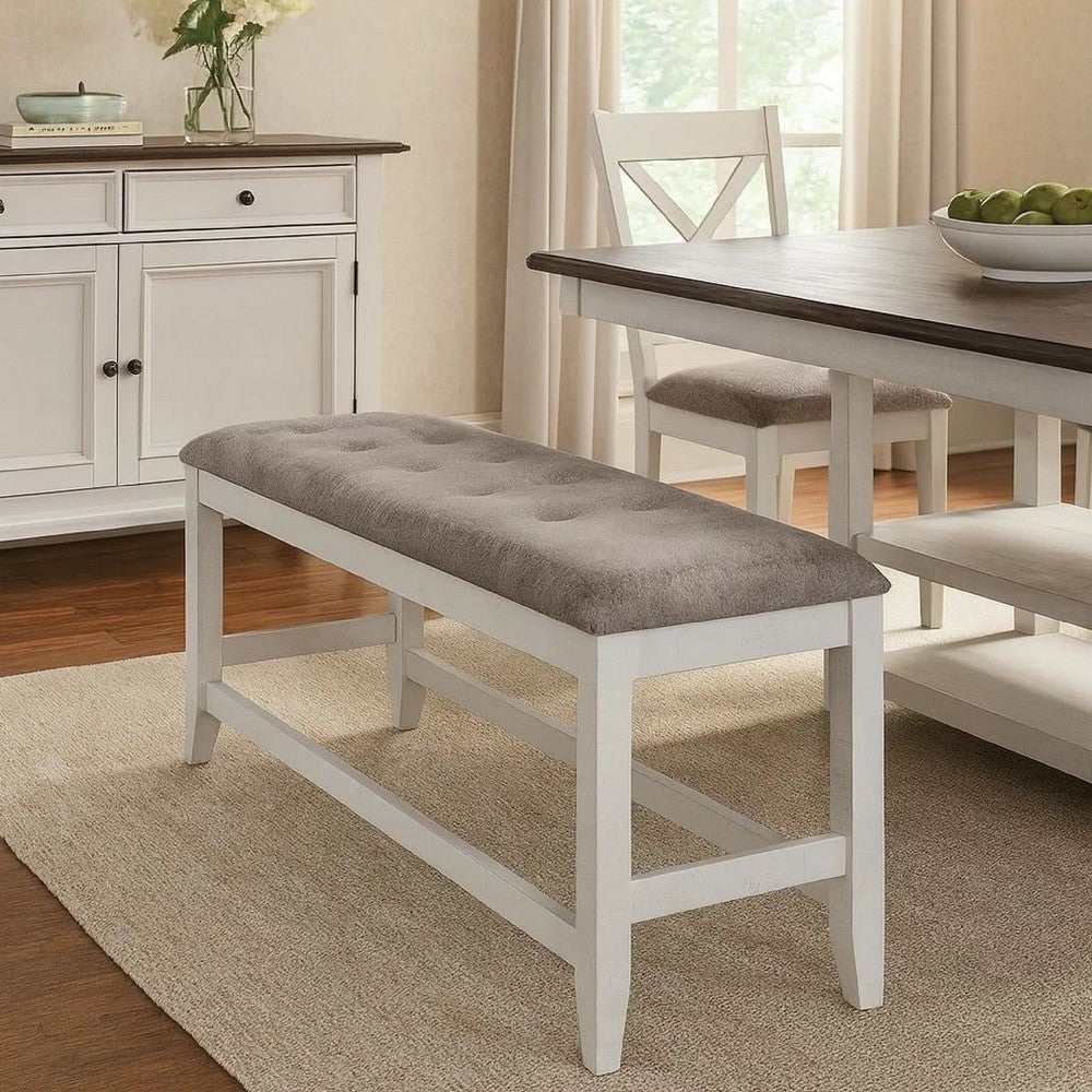 Jay Counter Height Bench | 54" | Fabric Upholstery | White