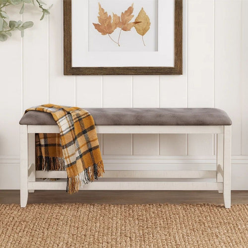Jay Counter Height Bench | 54" | Fabric Upholstery | White