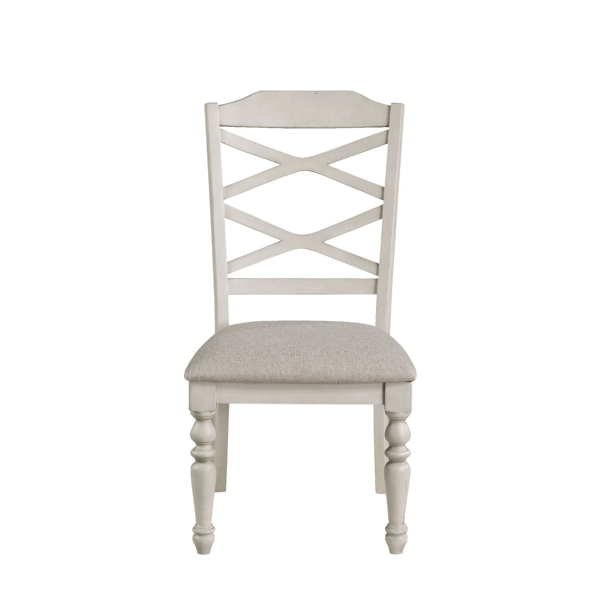 Katherine 38 Inch Side Chair with Fabric Seat Set of 2 White By Casagear Home BM272123