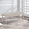 Katherine 48 Inch Bench with Fabric Seat and Turned Legs, White By Casagear Home