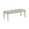 Katherine 48 Inch Bench with Fabric Seat and Turned Legs White By Casagear Home BM272124