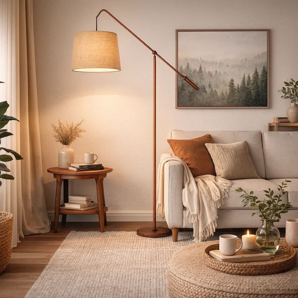 Floor Lamp | 68" | Adjustable Arc Arm | Rustic Bronze