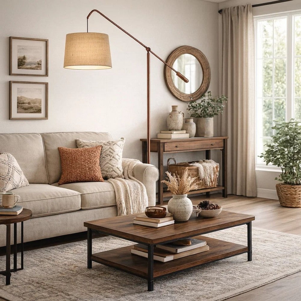 Floor Lamp | 68" | Adjustable Arc Arm | Rustic Bronze