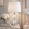 Table Lamp | 23" | Hourglass Ribbed Glass Base | Dimmer | Clear