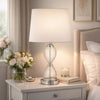 Table Lamp | 23" | Hourglass Ribbed Glass Base | Dimmer | Clear