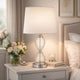 Table Lamp | 23" | Hourglass Ribbed Glass Base | Dimmer | Clear