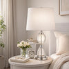 Table Lamp | 23" | Hourglass Ribbed Glass Base | Dimmer | Clear
