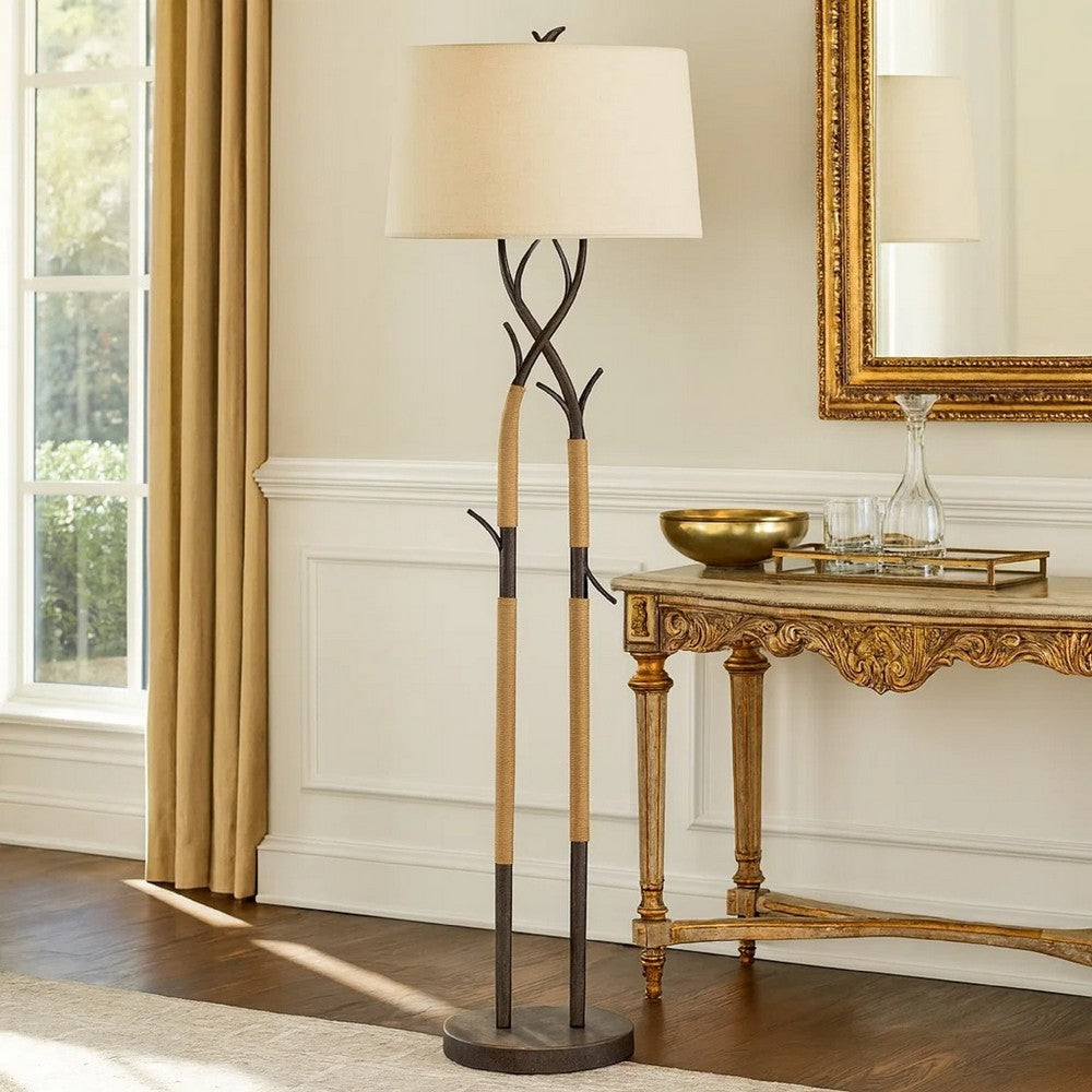 Floor Lamp | 60" | Tree Branch Base | Dimmer | Black