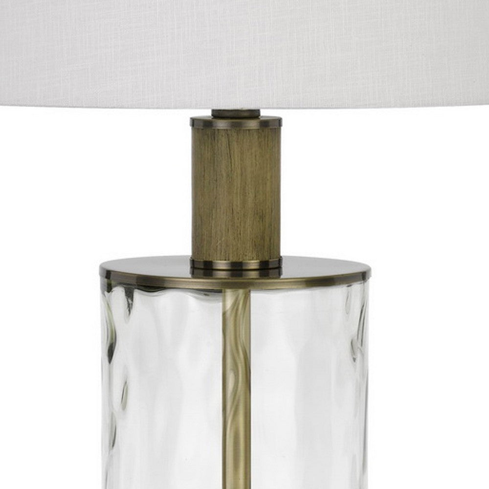 Table Lamp | 42’’ | Clear Glass | Dimmer | Oak Wood Accent BM272228