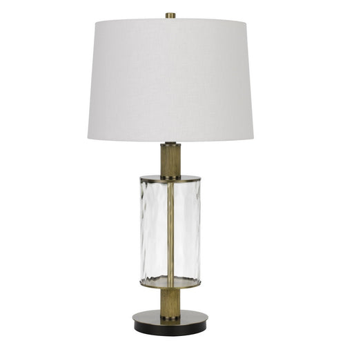 Table Lamp | 42" | Clear Glass | Dimmer | Oak Wood Accent