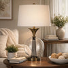 Table Lamp | 46" | Metal & Glass Globe | Dimmer | Brass