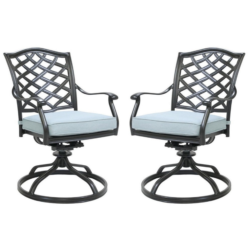 Wynn Outdoor Swivel Dining Chair Set of 2 | Light Blue