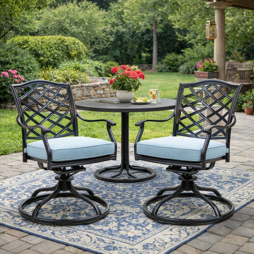 Wynn Outdoor Swivel Dining Chair Set of 2 | Light Blue