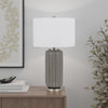 Table Lamp | 29" | Curved Ceramic | Striped | Dimmer | Gray