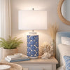 Table Lamp | 27" | Coastal Ceramic | Sea Shells | Dimmer | Blue