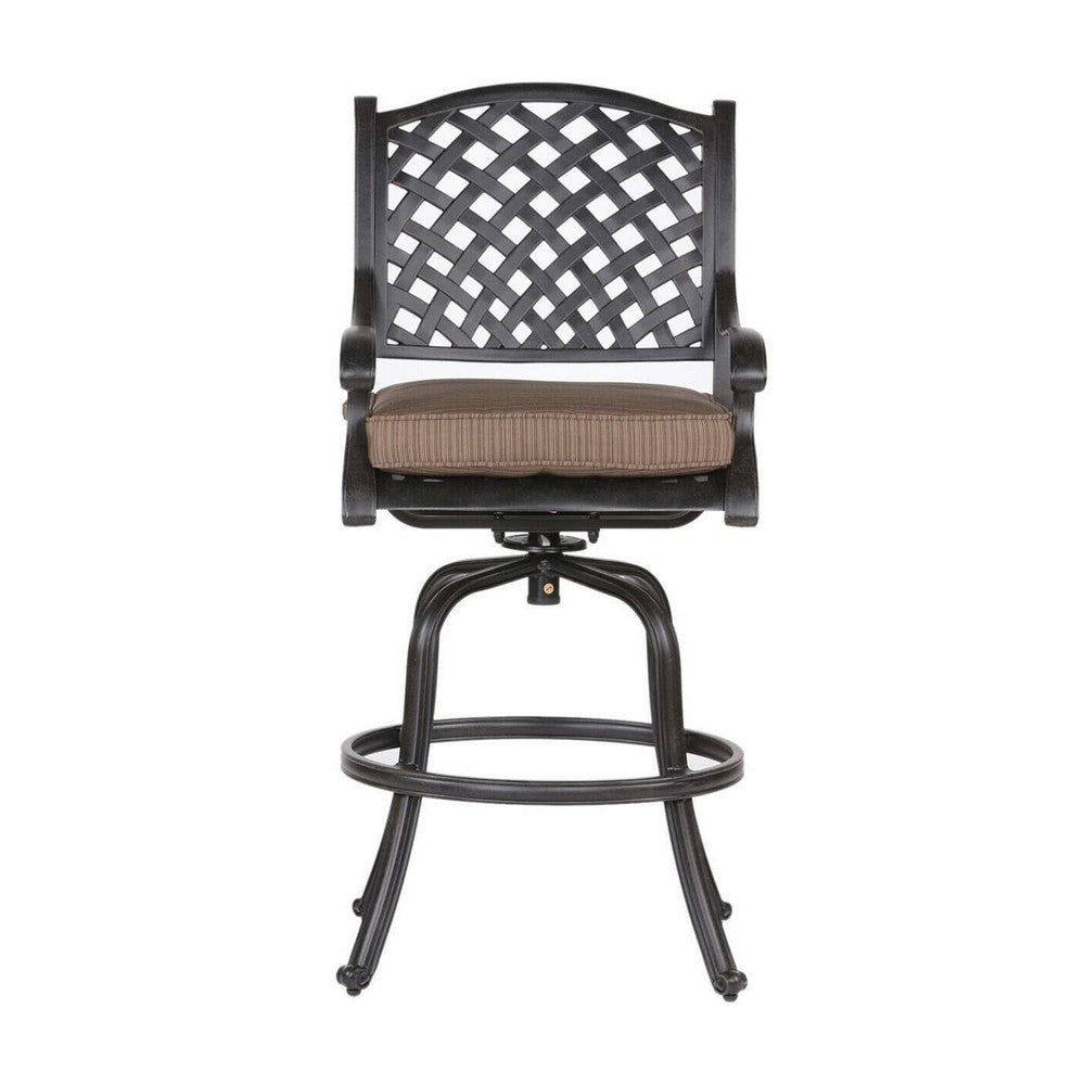 Zoe Outdoor Barstool | 49" Swivel | Set of 2 | Black & Brown