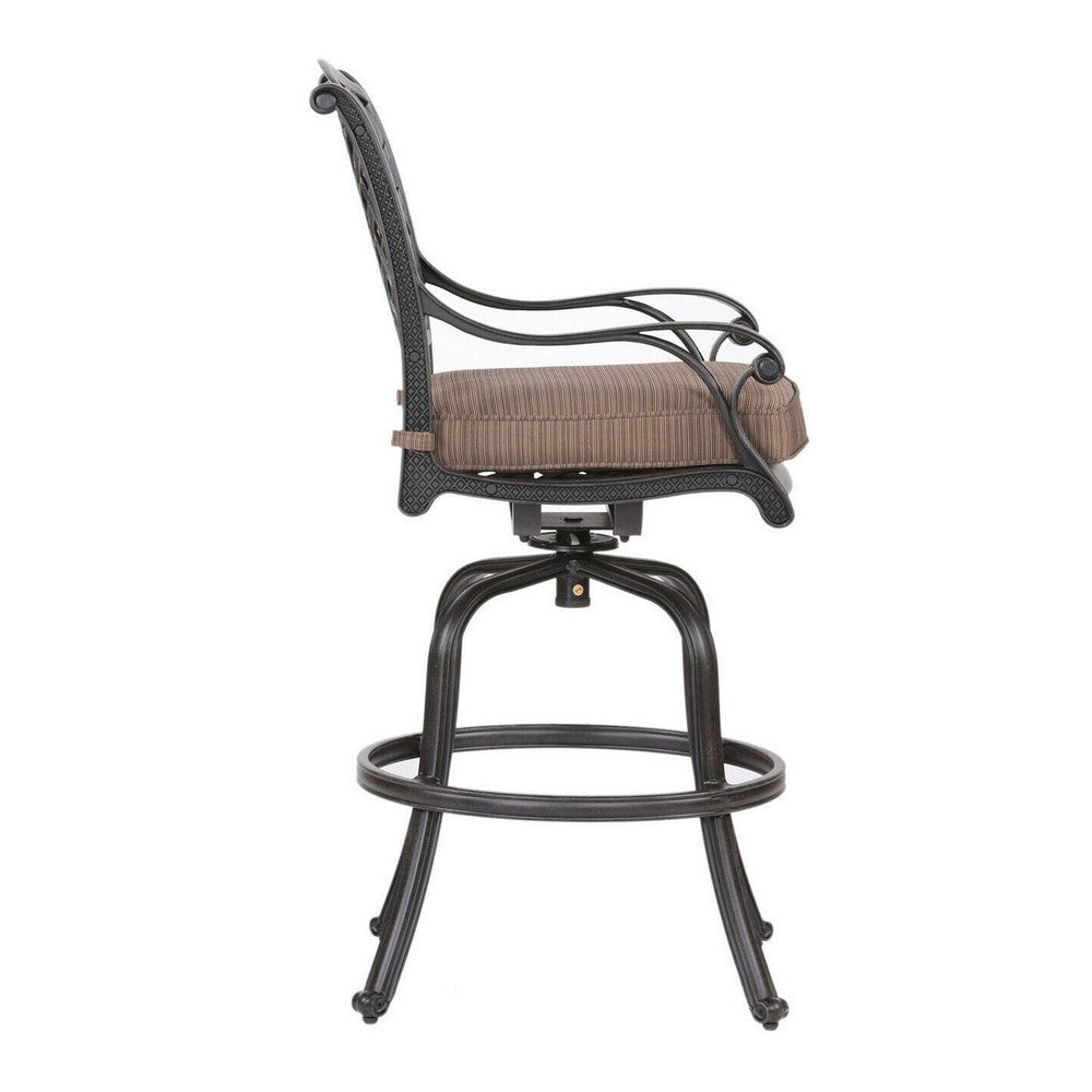 Zoe Outdoor Barstool | 49" Swivel | Set of 2 | Black & Brown