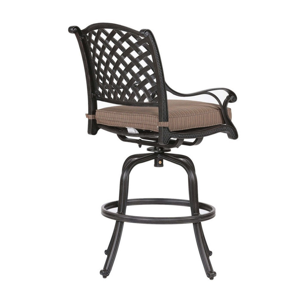 Zoe Outdoor Barstool | 49" Swivel | Set of 2 | Black & Brown