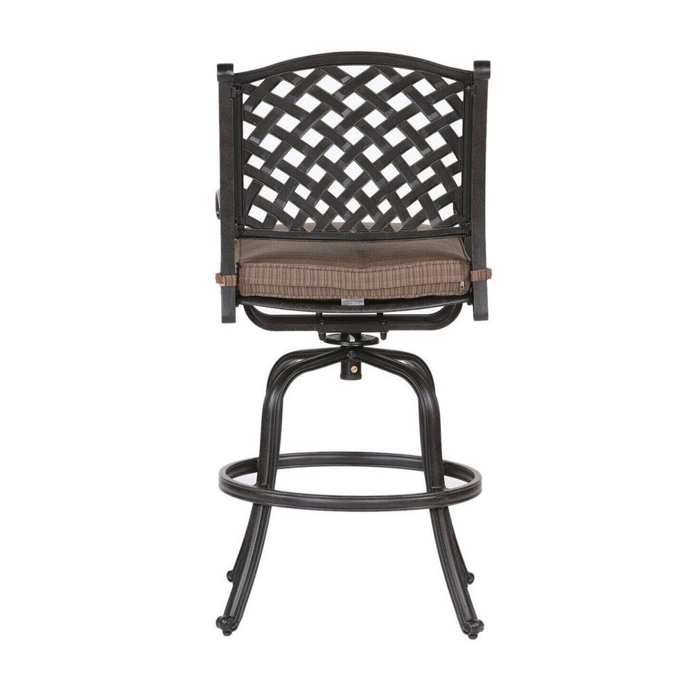 Zoe Outdoor Barstool | 49" Swivel | Set of 2 | Black & Brown