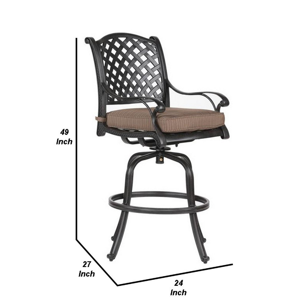 Zoe Outdoor Barstool | 49’’ Swivel | Set of 2 | Black & Brown BM272439