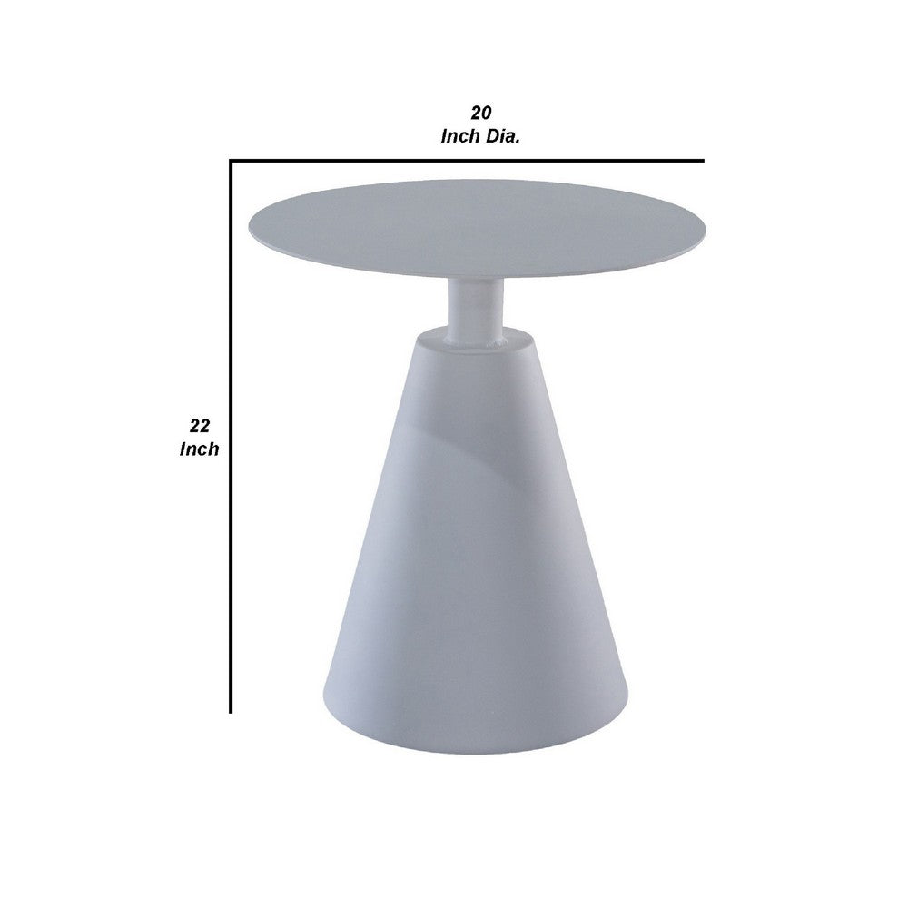 Outdoor Side Table | 22" | Aluminum | Cone Base | White