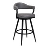 30 Inch Vintage Faux Leather Bar Stool, Metal Peg Legs, Gray