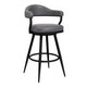 30 Inch Vintage Faux Leather Bar Stool, Metal Peg Legs, Gray