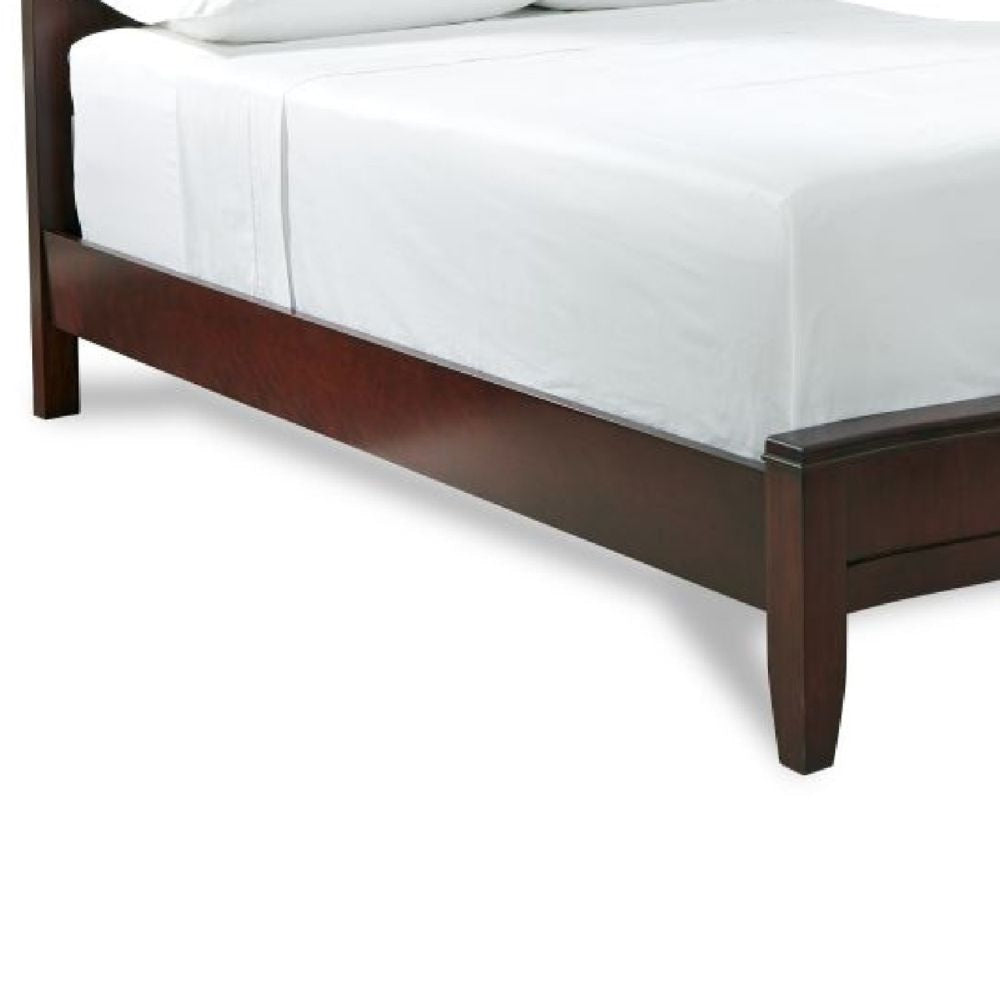 Kyle Soild Wood Low Profile Full Bed with Sleigh Headboard Cherry Brown