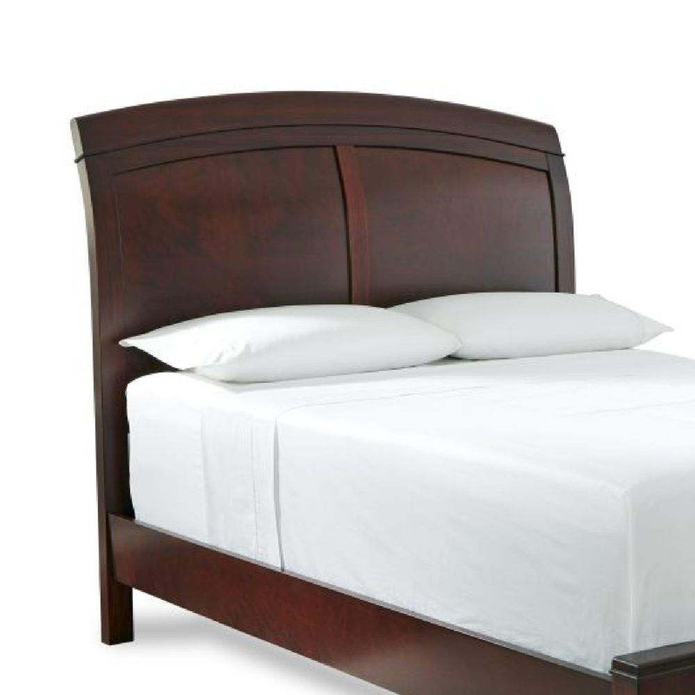 Kyle Soild Wood Low Profile Queen Bed with Sleigh Headboard Cherry Brown
