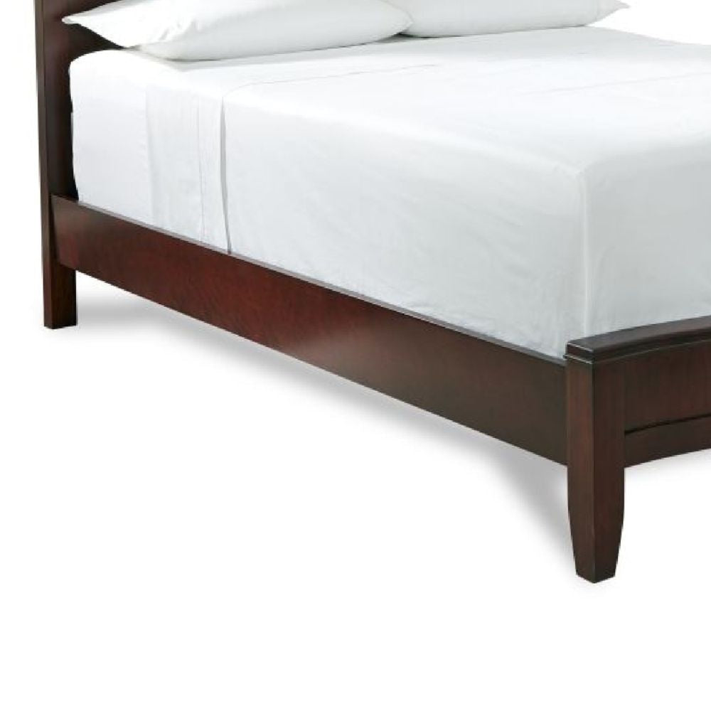 Kyle Soild Wood Low Profile Queen Bed with Sleigh Headboard Cherry Brown