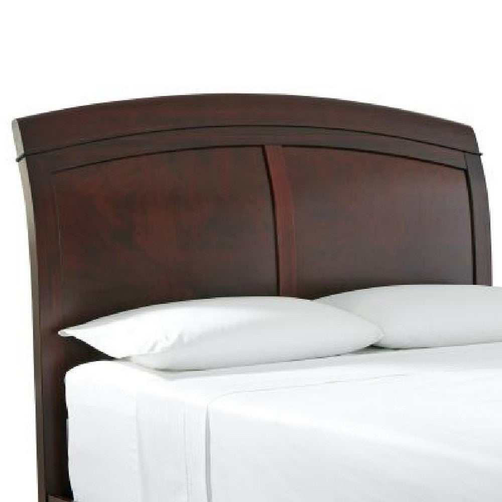 Kyle Low Profile Wood California King Bed, Sleigh Headboard, Cherry Brown
