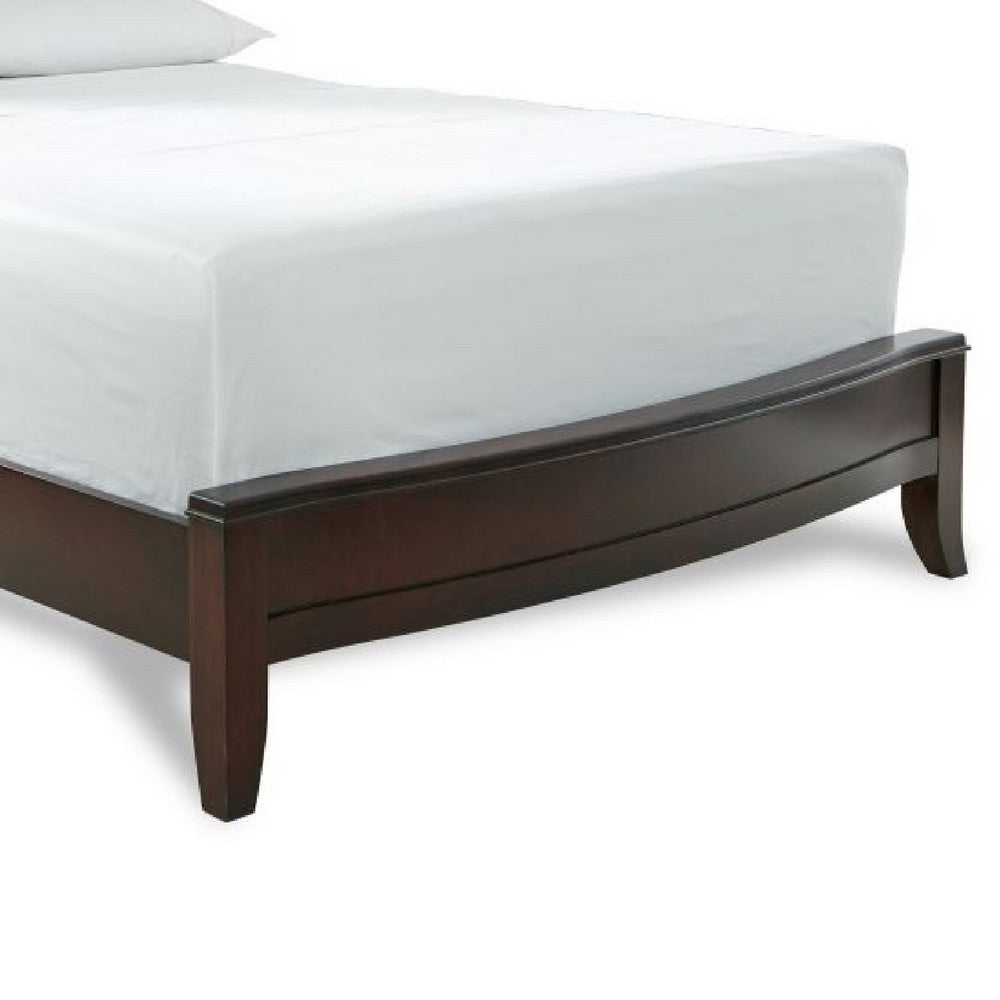 Kyle Low Profile Wood California King Bed, Sleigh Headboard, Cherry Brown