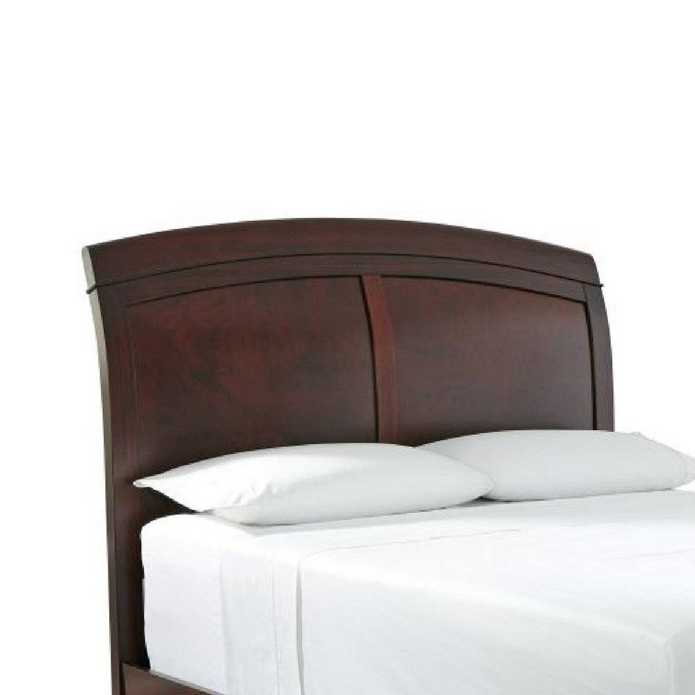 Kyle Soild Wood Low Profile King Bed with Sleigh Headboard, Cherry Brown