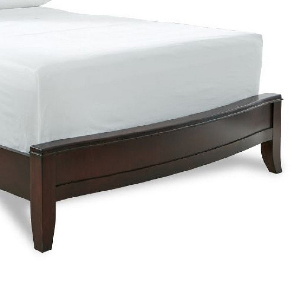 Kyle Soild Wood Low Profile King Bed with Sleigh Headboard, Cherry Brown