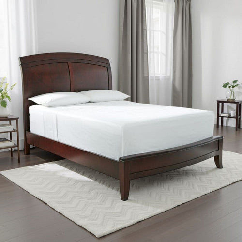 Kyle Soild Wood Low Profile King Bed with Sleigh Headboard, Cherry Brown