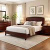 Kyle Soild Wood Low Profile King Bed with Sleigh Headboard, Cherry Brown
