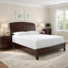 Kyle Soild Wood Low Profile King Bed with Sleigh Headboard, Cherry Brown
