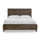 Dee Mahogany Wood Low Profile King Bed Geometric Design Oat Brown