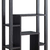 71 Inch Edward Wood Display Cabinet with Open Frame, Multiple Shelves, Gray By Casagear Home