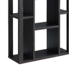 71 Inch Edward Wood Display Cabinet with Open Frame, Multiple Shelves, Gray By Casagear Home