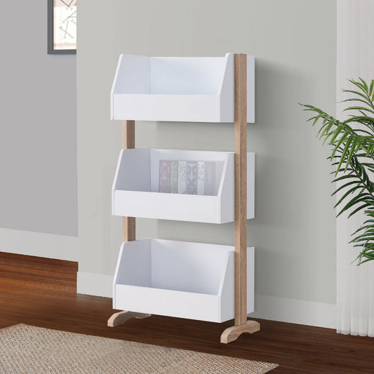 47 Inch Storage Cabinet with 3 Bookcase Shelves, White and Brown By Casagear Home