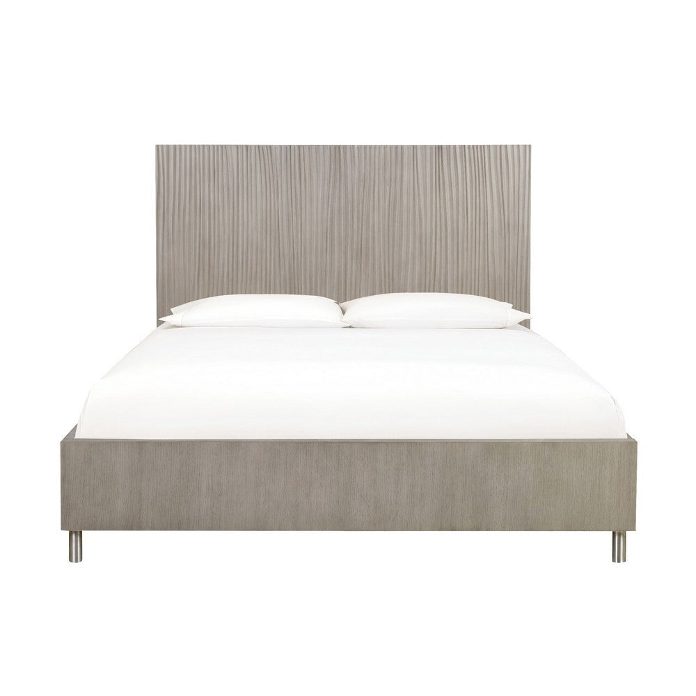 Ann California King Bed High Profile Headboard Vertical Lines Gray BM273024