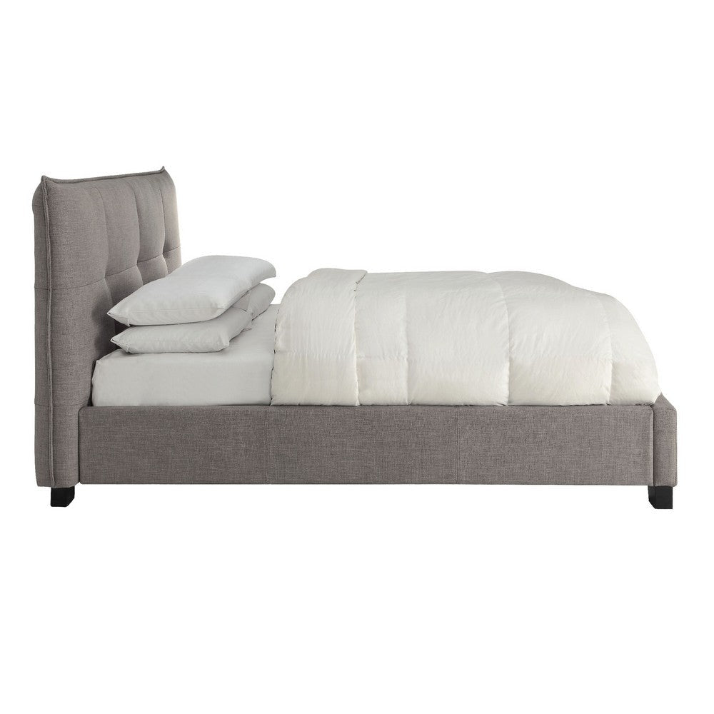 Amy Low Profile King Bed Tufted Linen Wide Storage Gray BM273030