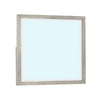 40 Inch Ann Square Portrait Wood Framed Wall Mirror, Grain Details, Gray