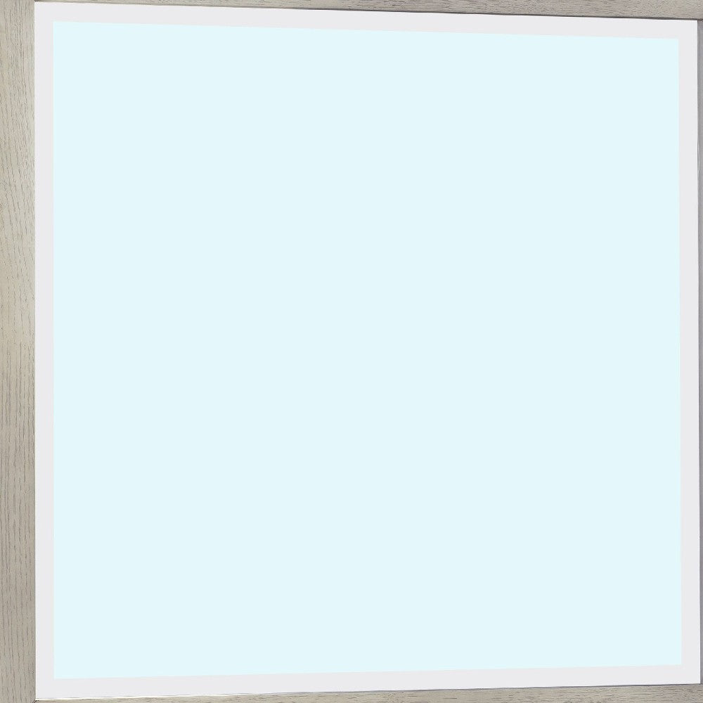 40 Inch Ann Square Portrait Wood Framed Wall Mirror Grain Details Gray BM273044