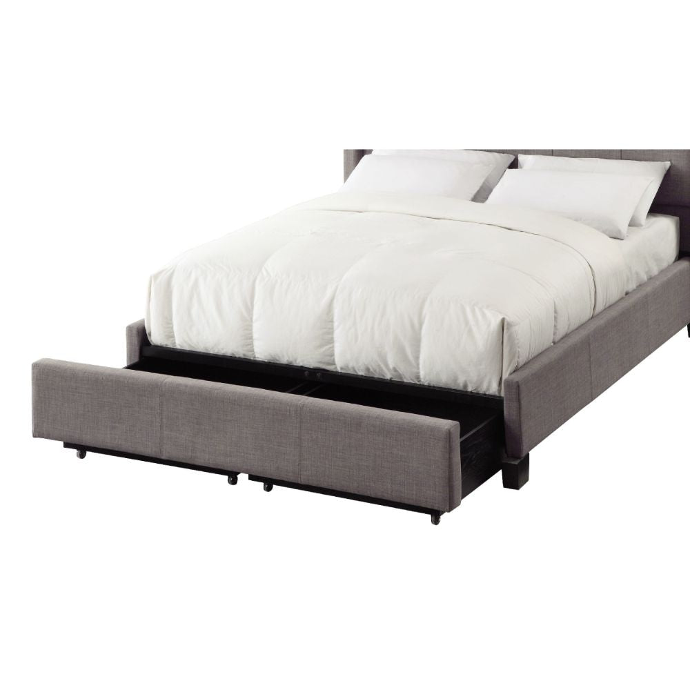 Le Low Profile Queen Uphosltered Bed with Storage Linen Gray