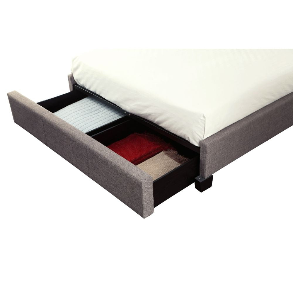 Le Low Profile Queen Uphosltered Bed with Storage Linen Gray