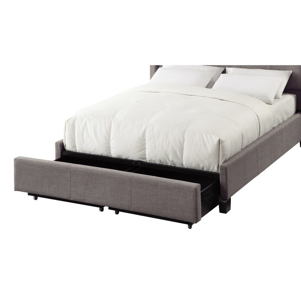 Le Low Profile King Uphosltered Bed with Storage Linen Gray