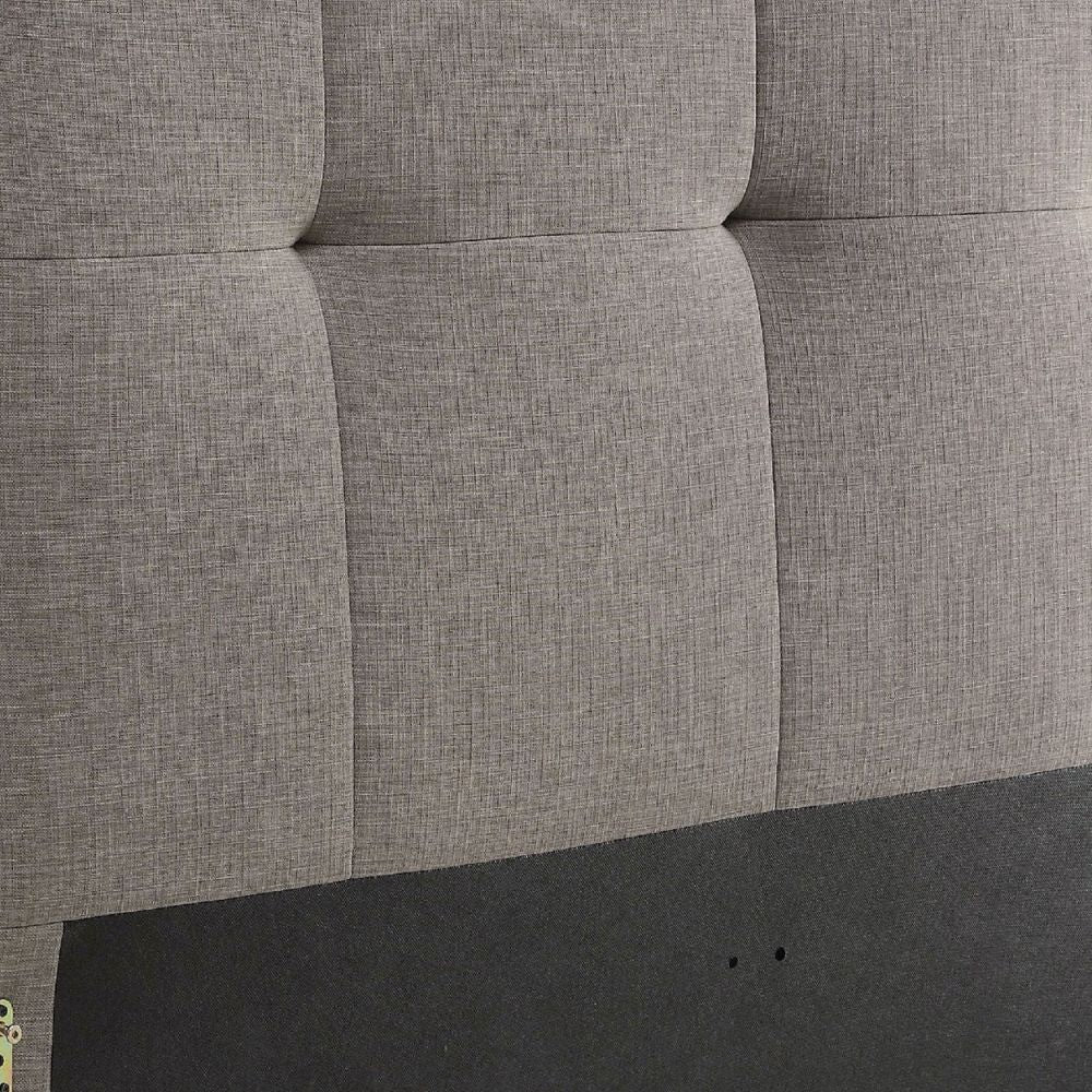 Amy Full Size Headboard Knife Edges Tufted Linen Gray BM273057