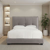 Amy Low Profile Full Bed, Knife Edges, Tufted Linen, Gray